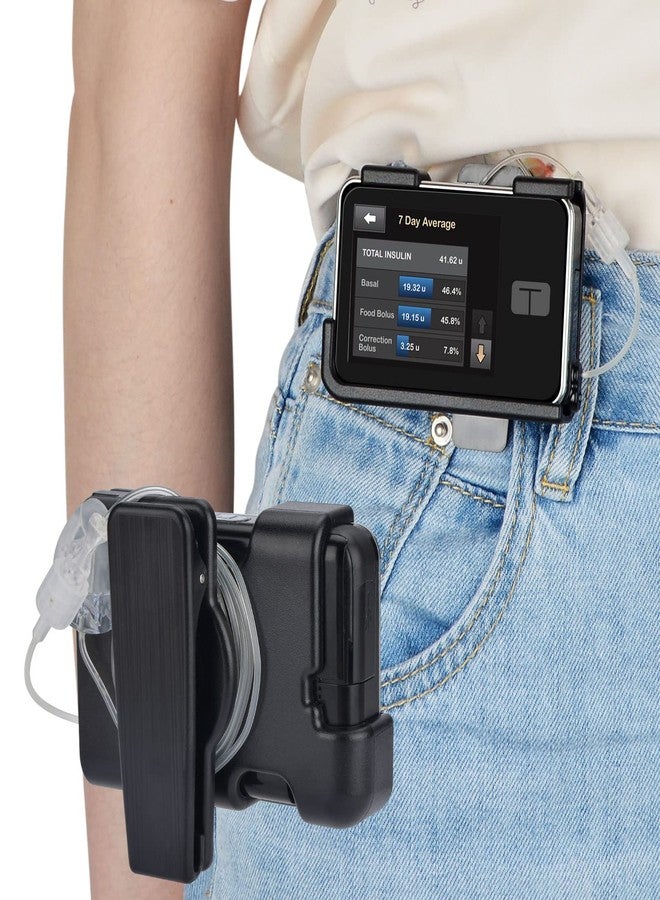 iGuerburn علبة مضخة iGuerburn (المطورة) Tandem tSlim X2 مع مشبك دوار 360 درجة، وعلبة مضخة tSlim لفّ الأنبوب الزائد، وملحقات مضخة t Slim G4: حافظة ذات حواف ناعمة لا تتقشر، وغطاء شاشة (أسود) - Image 1